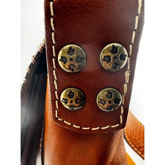 Patricia Nash Italian Leather Saddle Bag Tooled Floral Crossbody Western Boho - Picture 6 of 16